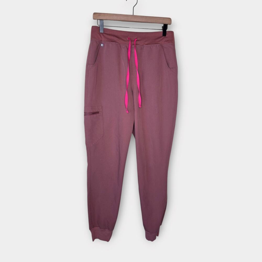 Figs Zamora Jogger Scrub Pant Mauve Drawstring Waist Women's Med
